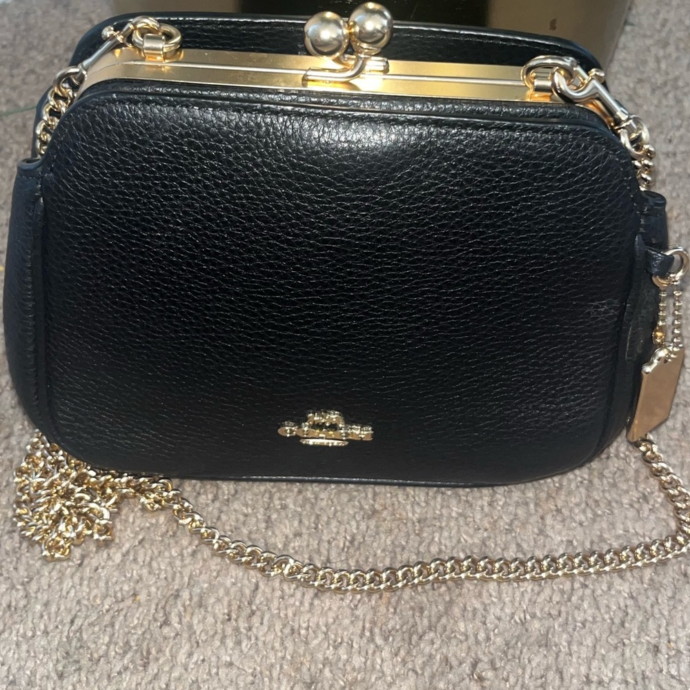 Coach Black Crossbody Bag with Gold Chain